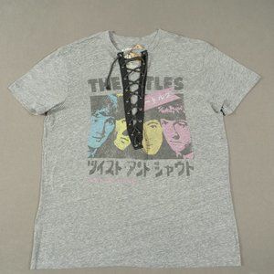 The Beatles Top Womens Medium Gray Twist And Shout Japanese Print Worn-Rite
